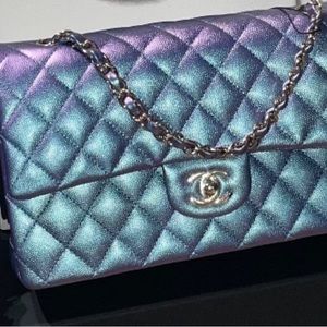 Sold Chanel Iridescent Purple (tag name blue iridescent) 22P Medium Classic Flap